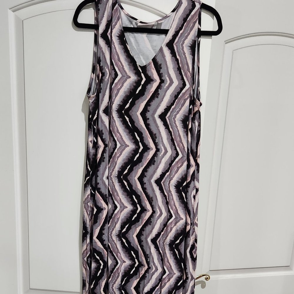 Belle by Kim Gravel Zigzag Maxi Dress - Black and Pink Hues
